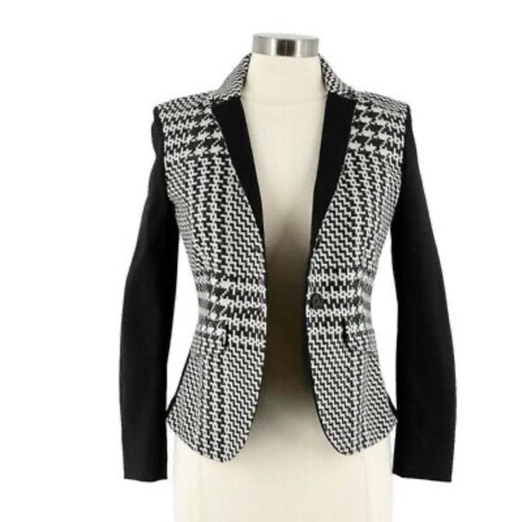 Les Copains Blue Houndstooth Blazer Wool‎ Blend Size 48 - Picture 1 of 14